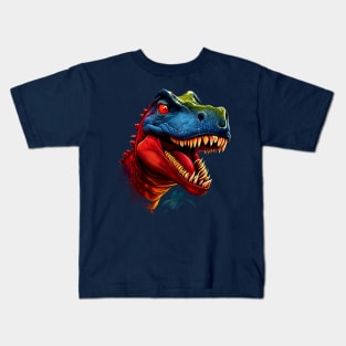 ScaryTyrannosaurus Rex Dinosaur Head Kids T-Shirt